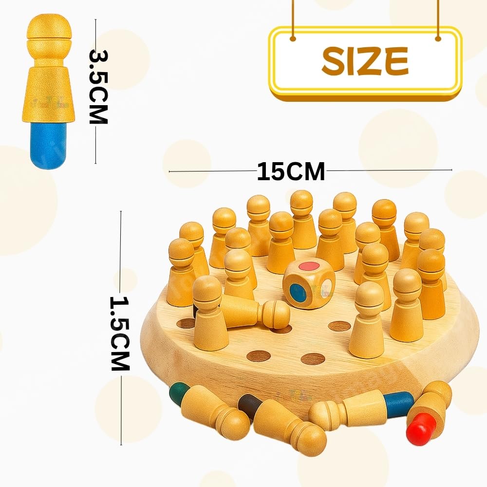 Wooden Color Memory Chess Game for Kids | Brain Puzzle Board Game