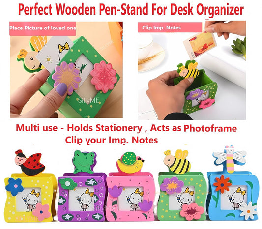 Wooden Animal Pen Stand | Cute Animal Theme | Eco Friendly | Return Gifts for Kids | Bday Returns Gift