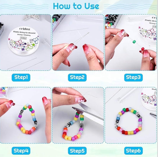 DIY Bracelet Making Kit for Girls – Beads & Jewelry Craft Set with Charms, Scissors & Elastic String - 2