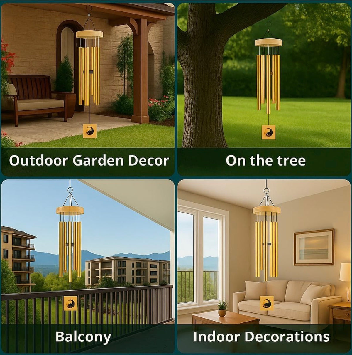6 Pipe Wind Chimes for Home & Balcony – 28 Inch Aluminum Wind Chime with Pleasant Soothing Tones