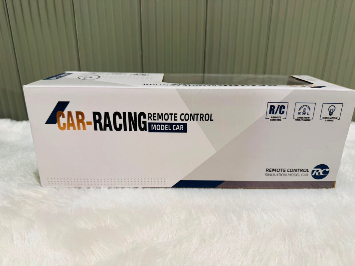 Back of the plain white car racing remote control box