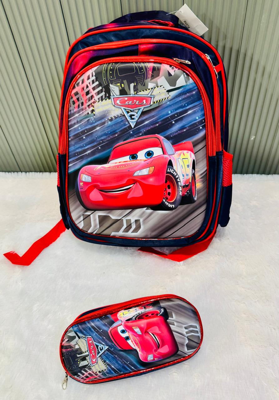 Cars School Bags with pouch