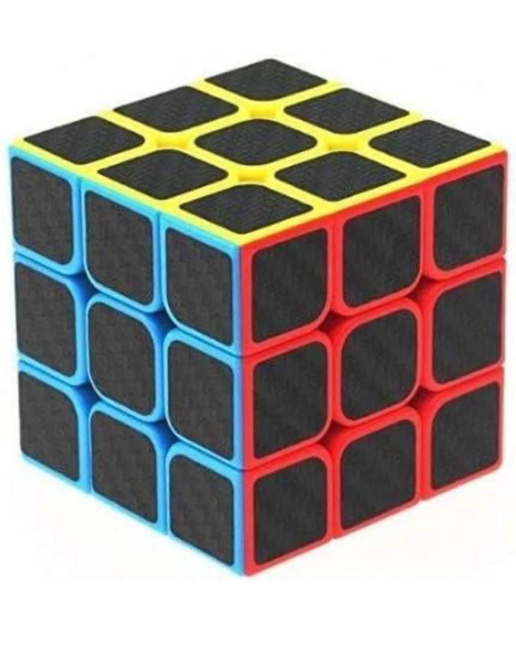 Carbon fibre sticker 3x3 magic cube with bright coloured edges