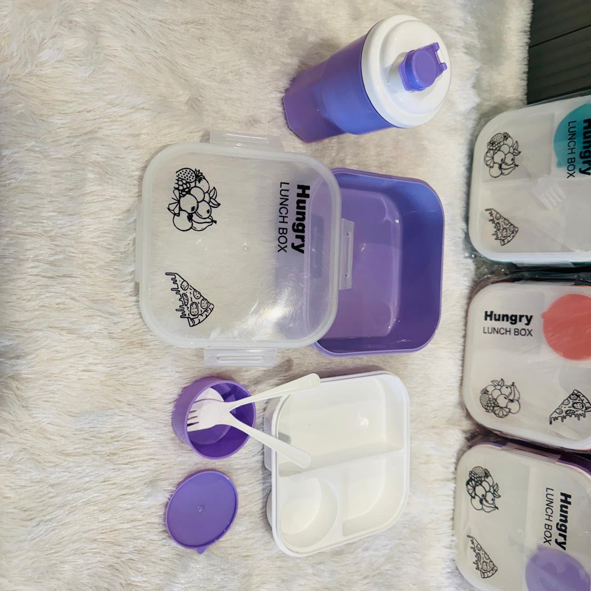 Hungry Lunch Box 1200ml 3 Compartment Set with Bottle