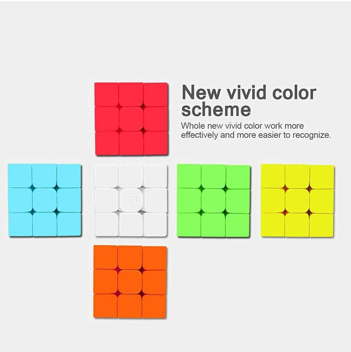 Speed cube colour chart showing six vivid stickerless face colours