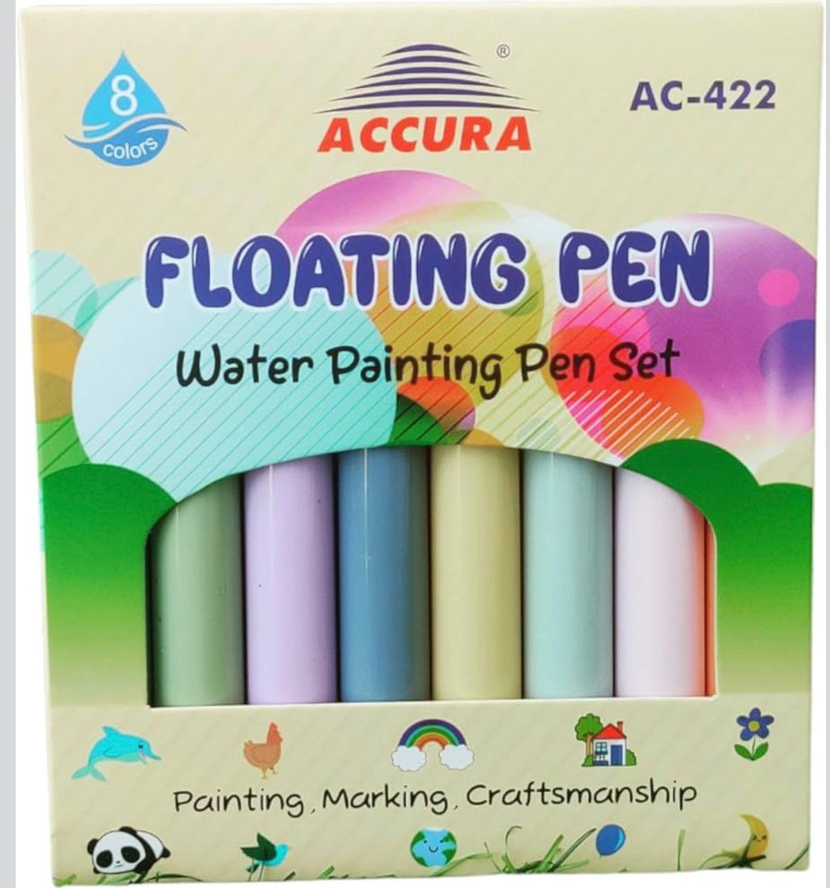 Floating pen water painting set of eight colours in its printed box