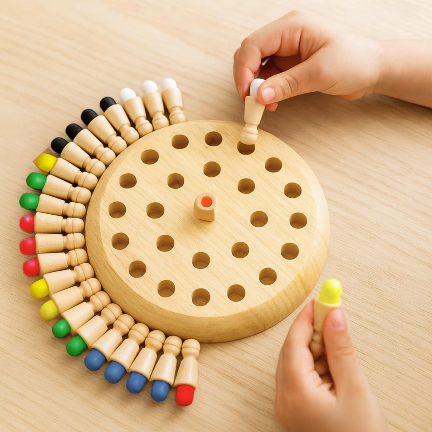 Wooden Color Memory Chess Game for Kids | Brain Puzzle Board Game