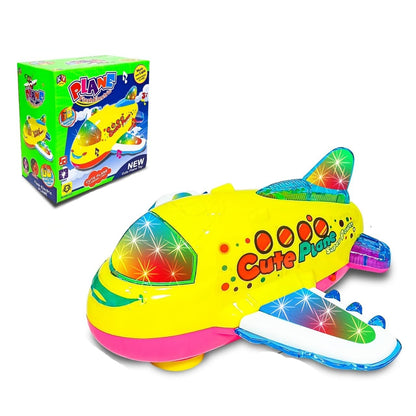 Cute Plane Toy | Battery Operated with LED Lights, Music & Bump-N-Go Action