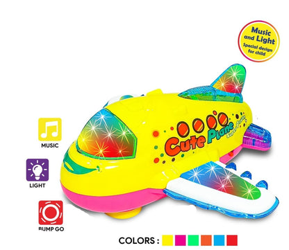 Cute Plane Toy | Battery Operated with LED Lights, Music & Bump-N-Go Action