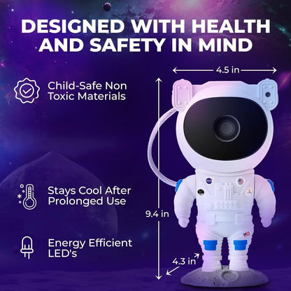 Graphic listing child safe materials, cool running and energy efficient LEDs