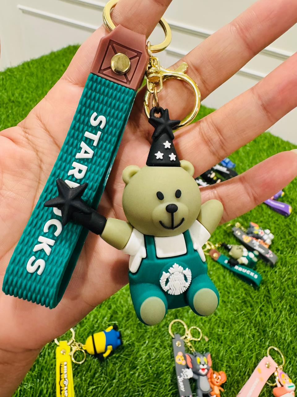 Cute Cartoon Character Silicone 3D Key Chain with Strap Charm & Metal Hook (Copy)