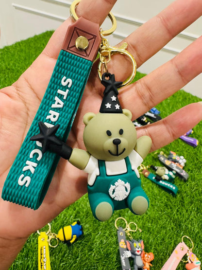 Cute Cartoon Character Silicone 3D Key Chain with Strap Charm & Metal Hook (Copy)