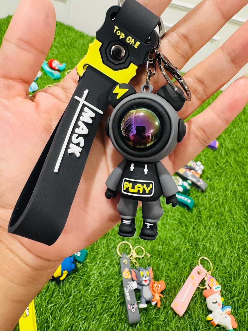 Cute Cartoon Character Silicone 3D Key Chain with Strap Charm & Metal Hook (Copy)