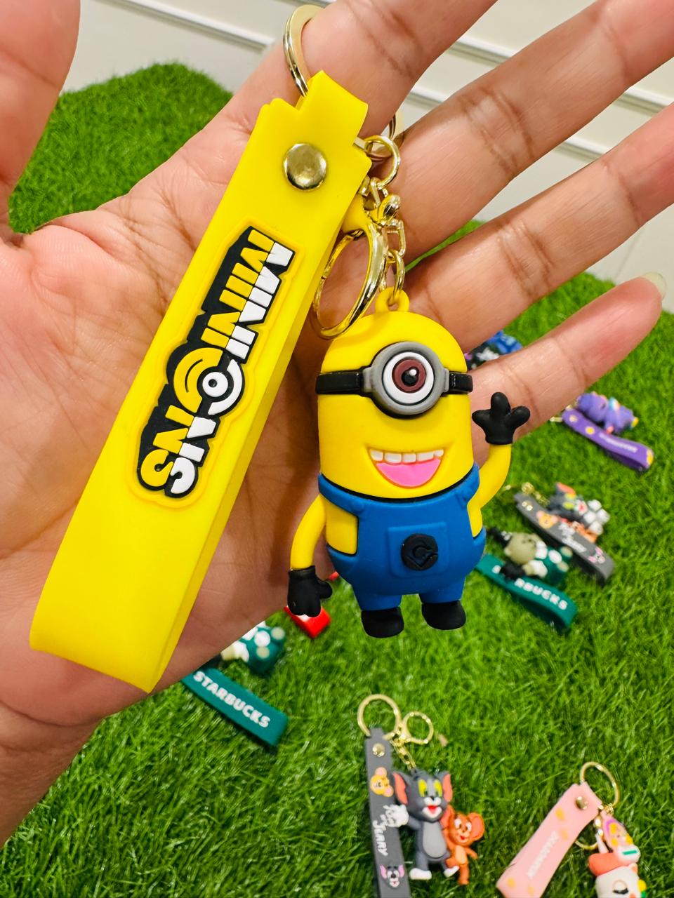 Cute Cartoon Character Silicone 3D Key Chain with Strap Charm & Metal Hook (Copy)
