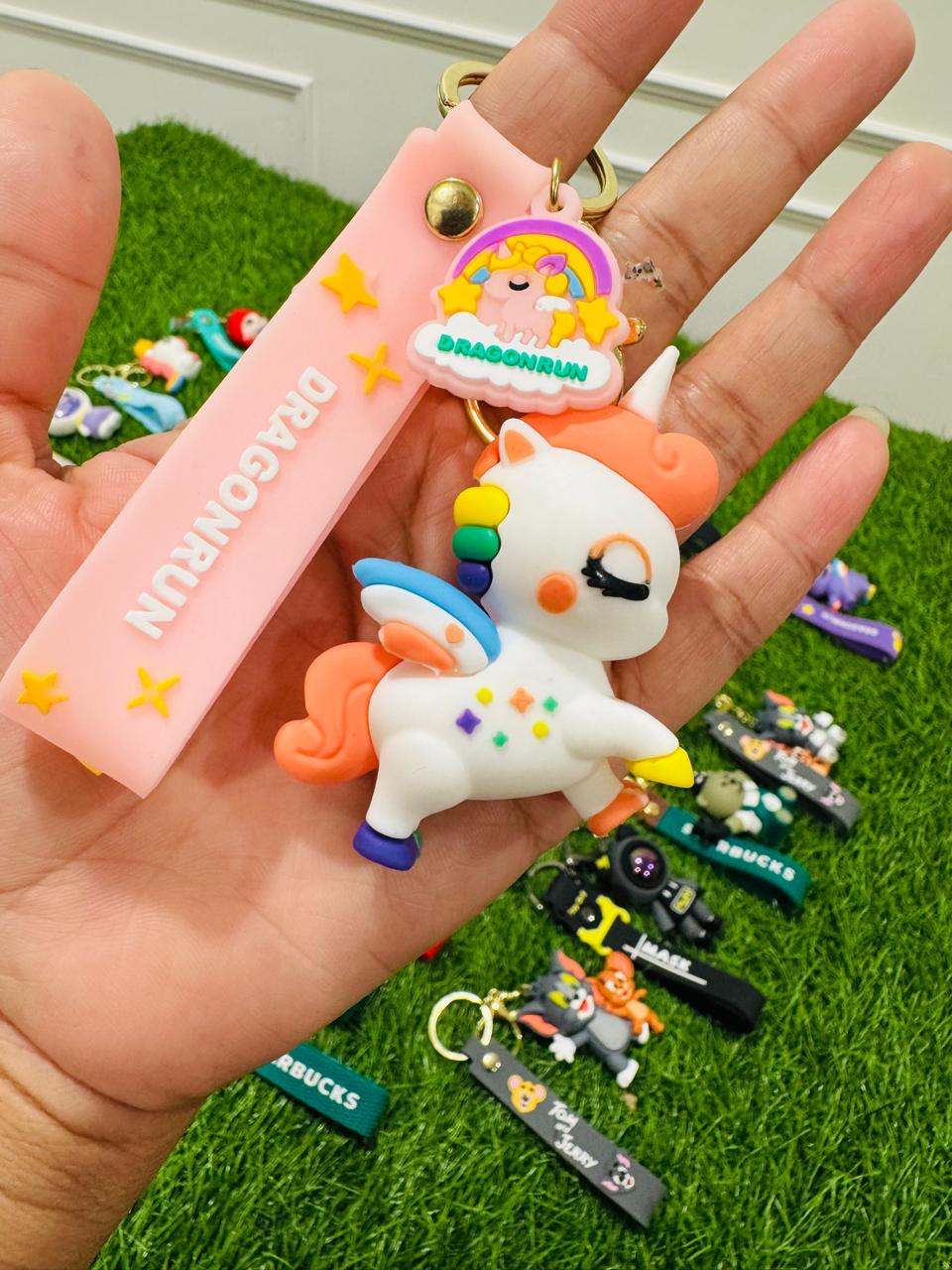 Cute Cartoon Character Silicone 3D Key Chain with Strap Charm & Metal Hook (Copy)
