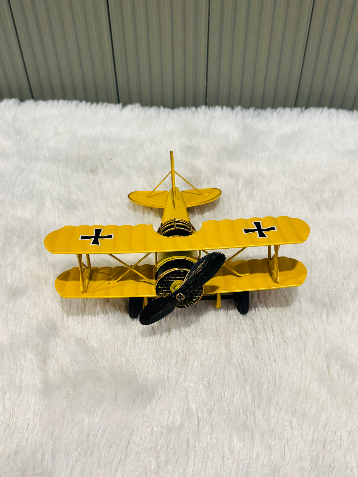 Vintage Biplane Metal Model Retro Fighter Aircraft Showpiece | Classic Aviation Decor for Home, Office & Study Table