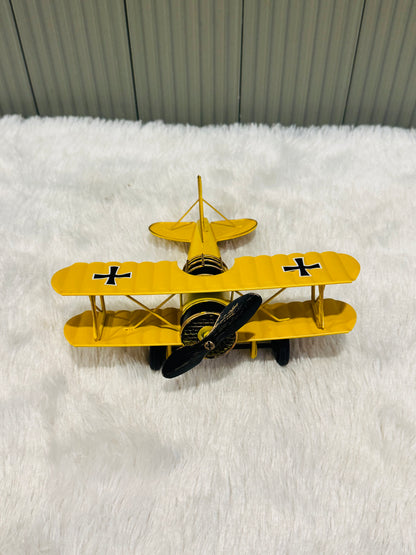 Vintage Biplane Metal Model Retro Fighter Aircraft Showpiece | Classic Aviation Decor for Home, Office & Study Table
