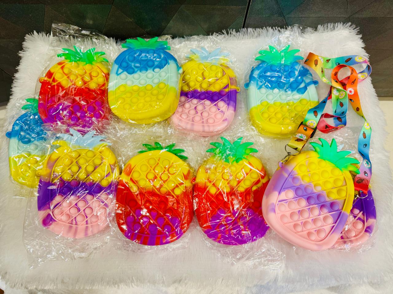 Cute Pineapple Pop-It Sling Bag | Silicone Fidget Crossbody Bag for Kids