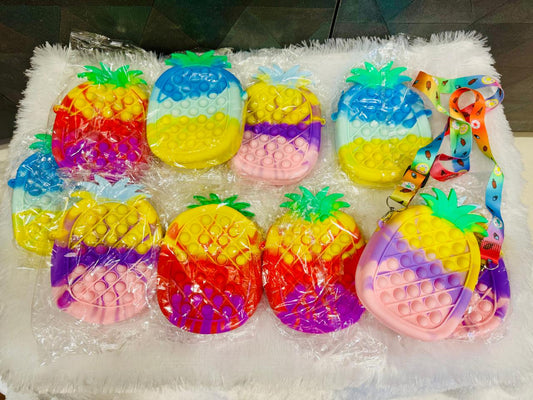 Cute Pineapple Pop-It Sling Bag | Silicone Fidget Crossbody Bag for Kids