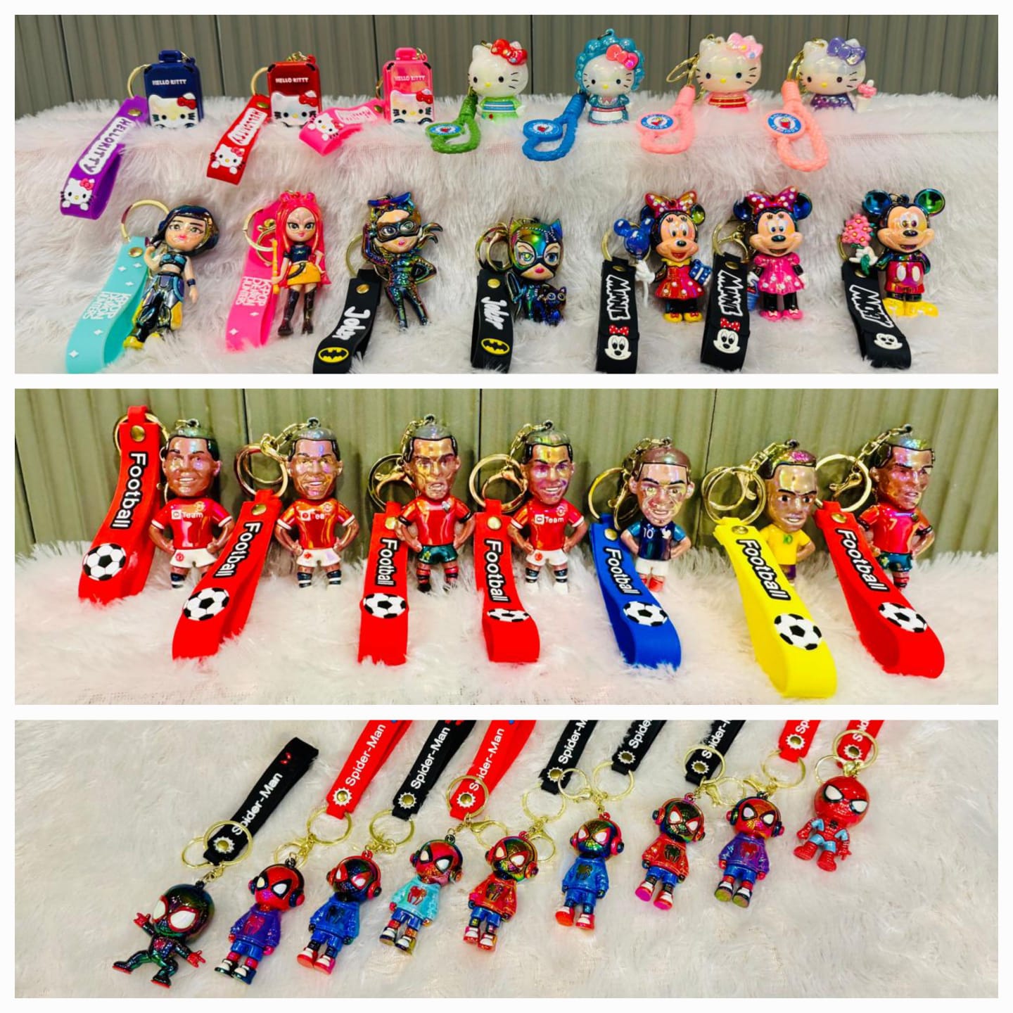 Premium Cute Cartoon Character Silicone 3D Key Chain with Strap Charm & Metal Hook