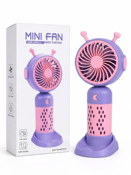Mini Fan – Sweet Cartoon | USB Rechargeable Portable Handheld Fan for Kids