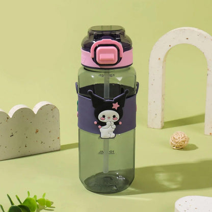 Shiper Cute Cartoon Kids Water Bottle | Plastic | Leak Proof Straw Bottle with Lock | Portable School Bottle for Boys & Girls