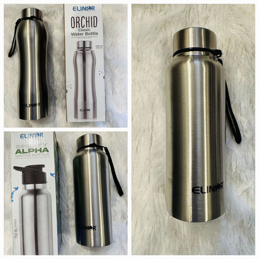 Stainless Steel Water Bottle, Single Walled, Leak Proof Lid, Rust Proof I For School, Office, Gym I Silver - 1000ml