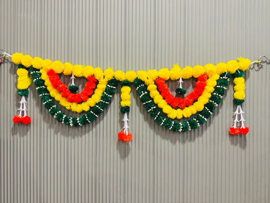 Main Door Latest Home Decoration Entrance Hanging Handmade Bandarwal Atificial Marigold Flower Garlands