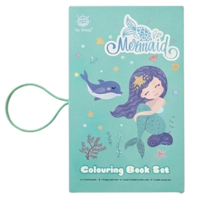 Mermaid colouring book set with elastic band closure, front cover