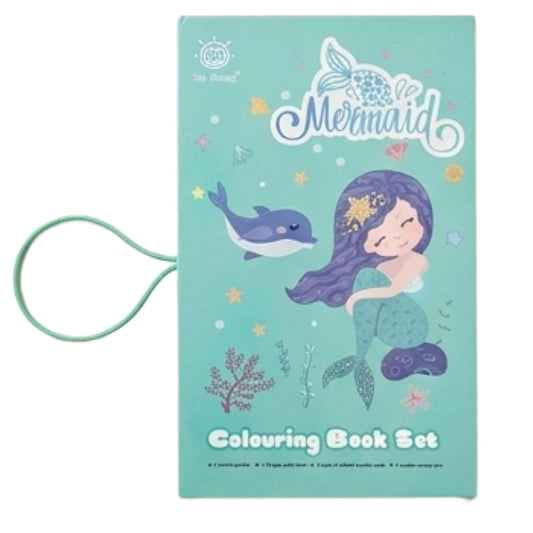 Mermaid colouring book set with elastic band closure, front cover
