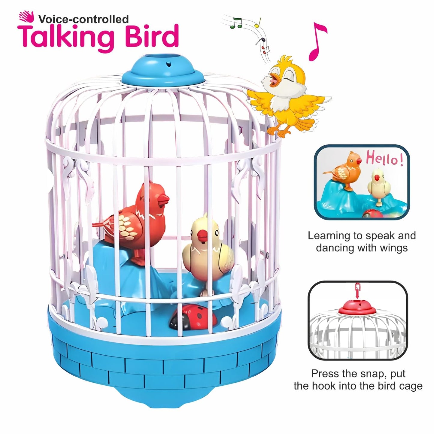 Talking Bird Toy for Kids | Repeats What You Say | Singing, Speaking, and Dancing Bird Toy| Funny Education Toys for Children Playing at Home