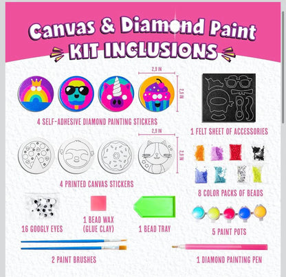 Doodle Hog DIY – Magnets Canvas & Diamond Paint Kit | Creative Art & Craft Set for Kids
