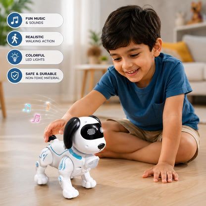 Mechanical Robot Dog Toy | Walking Action, Music, LED Lights & Sound Toy for Kids