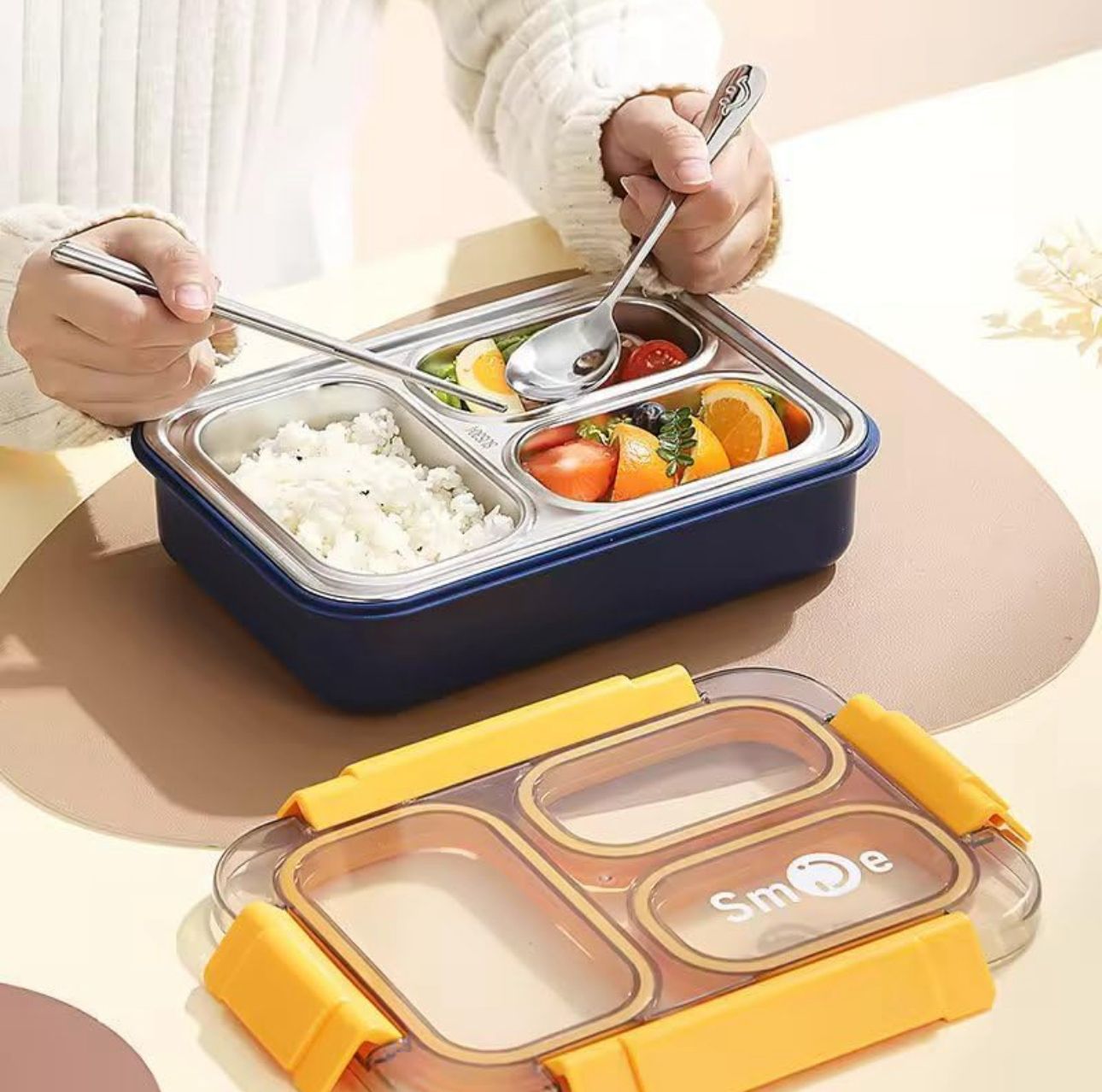 Stainless Steel 3 Compartment Lunch Box