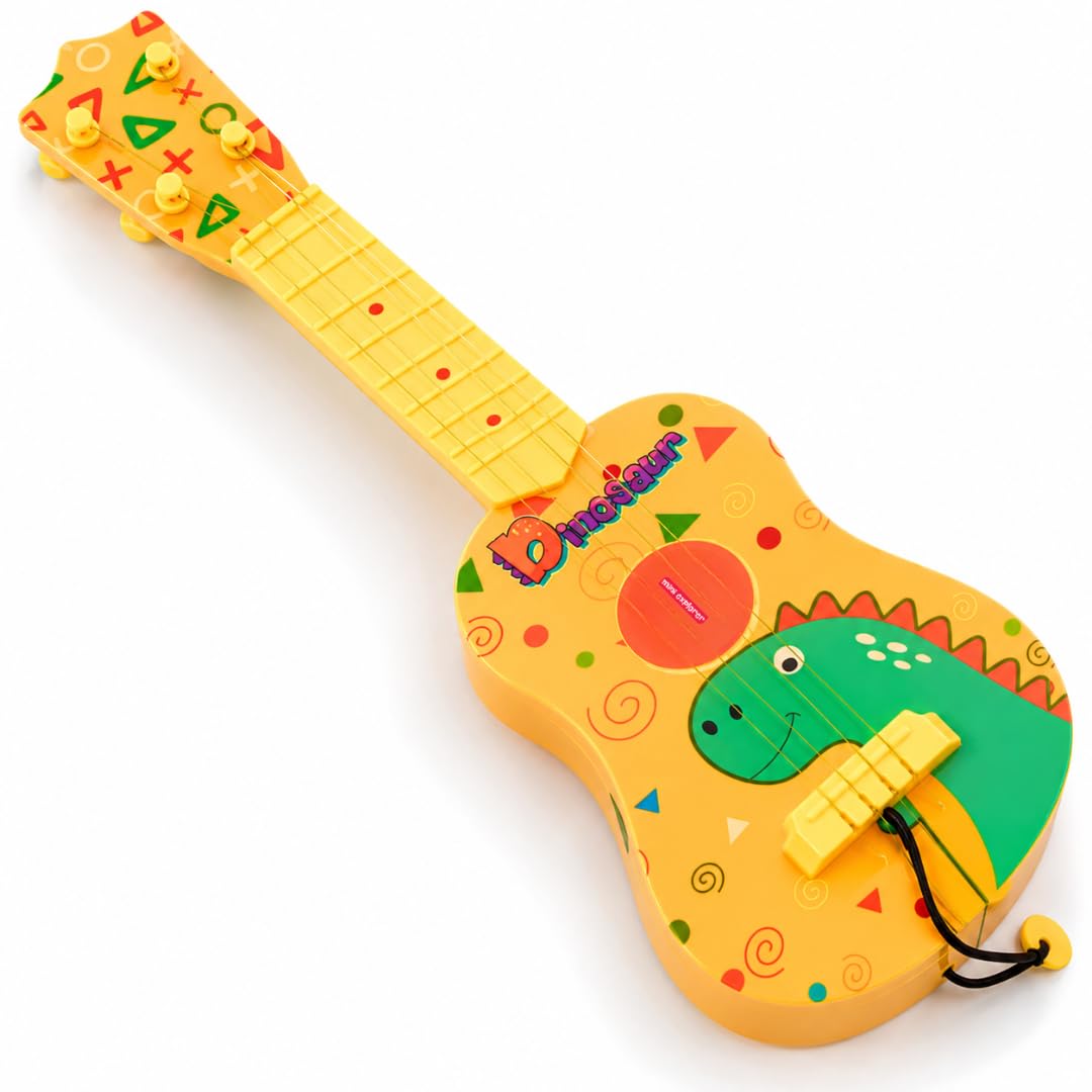 Guitar Toy for Kids | 4 String Musical Instrument Toy for Toddlers & Boys Girls Age 4+ | Dino Theme Pretend Play Guitar