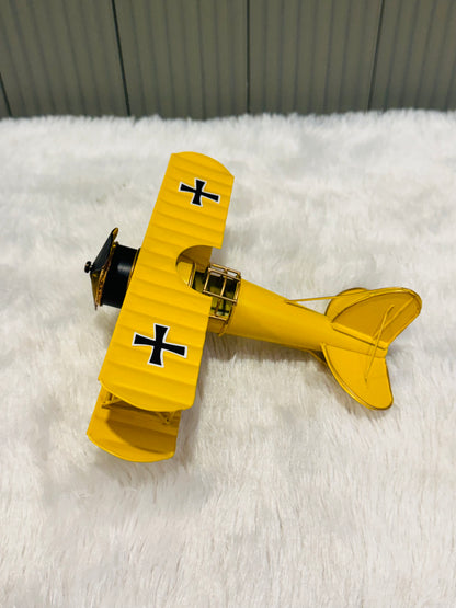 Vintage Biplane Metal Model Retro Fighter Aircraft Showpiece | Classic Aviation Decor for Home, Office & Study Table