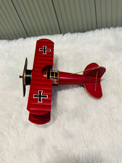 Vintage Biplane Metal Model Retro Fighter Aircraft Showpiece | Classic Aviation Decor for Home, Office & Study Table