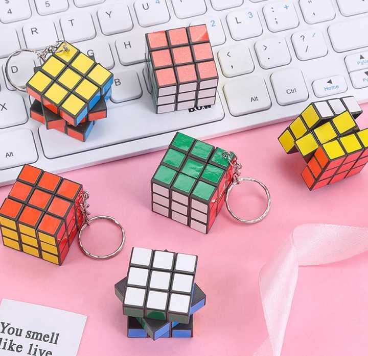 Rubik Cube Puzzle Design Keychain | 3×3 Mini Toy Keychain | Birthday Return Gift for Kids & Adults