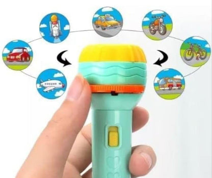 Mini Projector Torch Toy | 3 Slides, 24 Patterns Projection Flashlight for Kids | Educational Learning Night Light