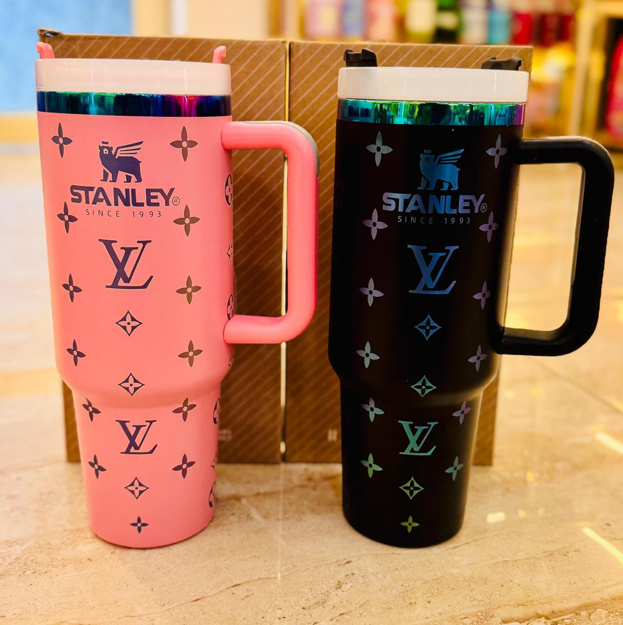 Premium LV Stanley Tumbler 1200ml Stainless Steel Travel Mug with Handle & Straw | Hot & Cold Insulated Large Capacity Cup | Stylish Office Gym Tumbler | Panchi Gifts
