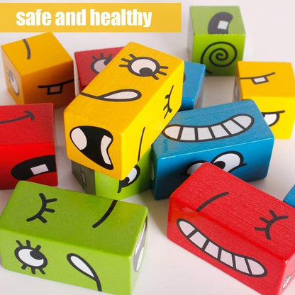 Crazy Face Changing Cube Puzzle Game | Wooden Emoji Expression Matching Blocks for Kids