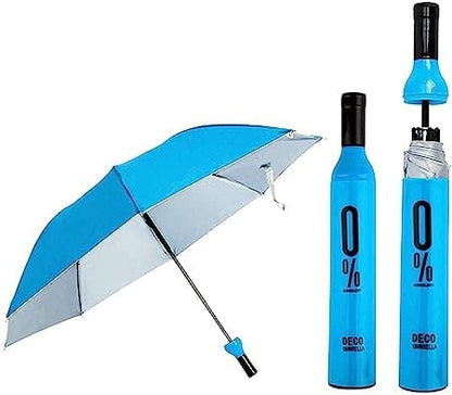Foldable Bottle Umbrella | Bottle Shape Foldable Umbrella with Plastic Case | Compact Manual Portable Umbrella for Rain & UV Protection