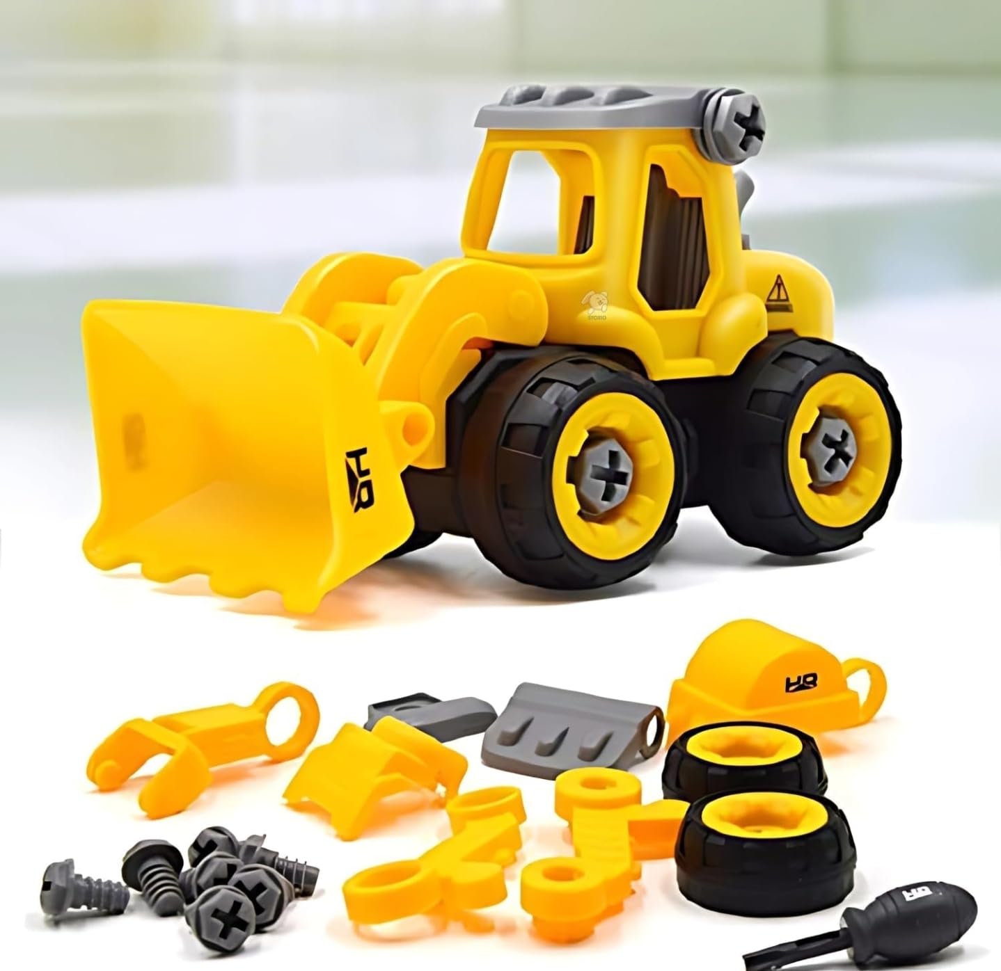 Construction Vehicles Set 4 in 1 DIY Toys for Kids | Take Apart Excavator & Bulldozer Toy Set of 4 with 1 Screwdriver