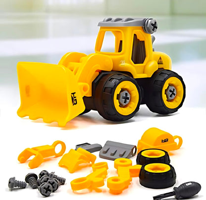 Construction Vehicles Set 4 in 1 DIY Toys for Kids | Take Apart Excavator & Bulldozer Toy Set of 4 with 1 Screwdriver