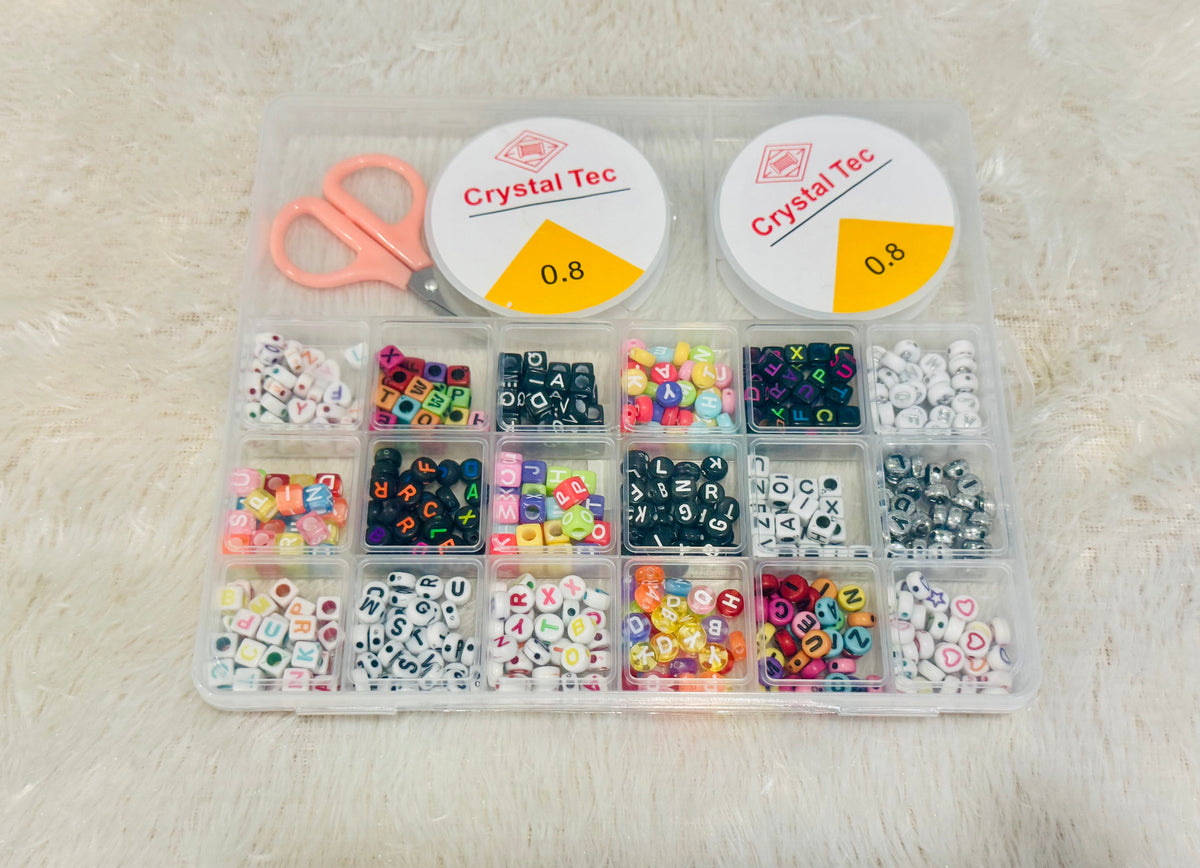 DIY Bracelet Making Kit for Girls – Beads & Jewelry Craft Set with Charms, Scissors & Elastic String