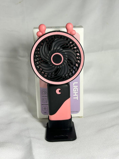 Mini Fan with Light | USB Rechargeable Portable Handheld Fan with Built-In Battery, Low Noise & Lanyard