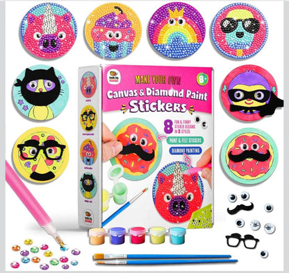 Doodle Hog DIY – Magnets Canvas & Diamond Paint Kit | Creative Art & Craft Set for Kids