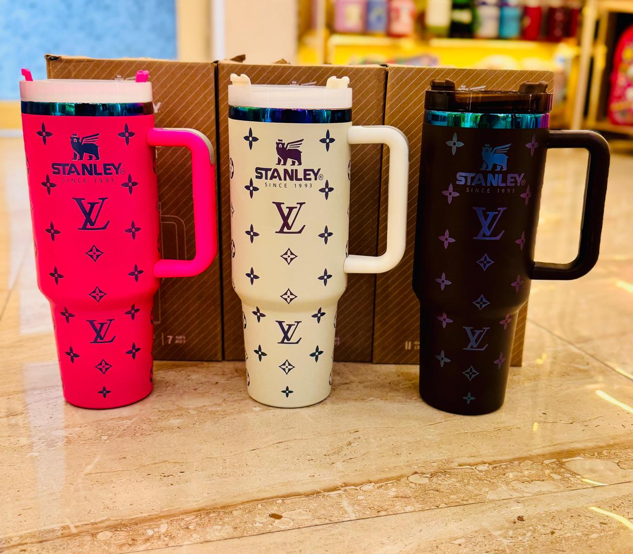 Premium LV Stanley Tumbler 1200ml Stainless Steel Travel Mug with Handle & Straw | Hot & Cold Insulated Large Capacity Cup | Stylish Office Gym Tumbler | Panchi Gifts