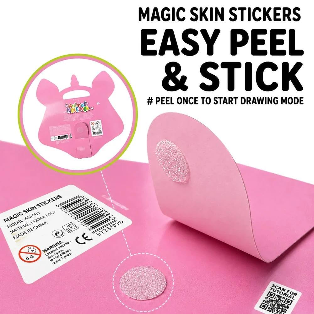 Packaging back showing easy peel and stick magic skin sticker instructions