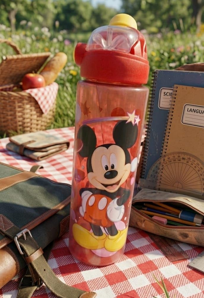 Tumbler Character Water Bottle 900ml | Plastic | Built-in Straw | Leakproof Push-Button Lid | Cute Cartoon Design